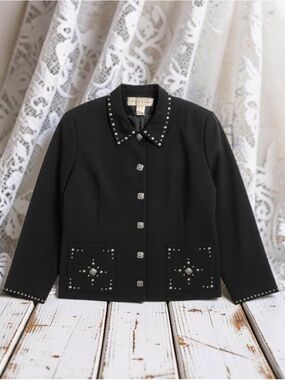 Double D Ranch Yoakum Studded Jacket Black Western Metal Buttons Womens Size L